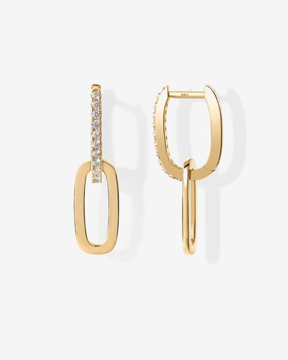 Cubic Zirconia Convertible Paperclip Link Earrings