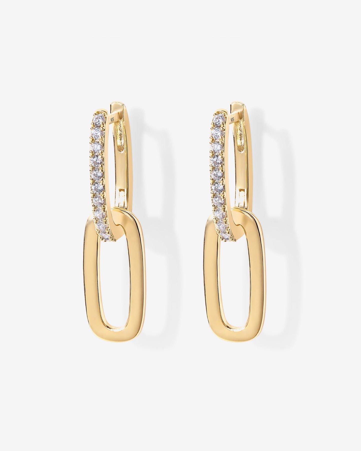 Cubic Zirconia Convertible Paperclip Link Earrings