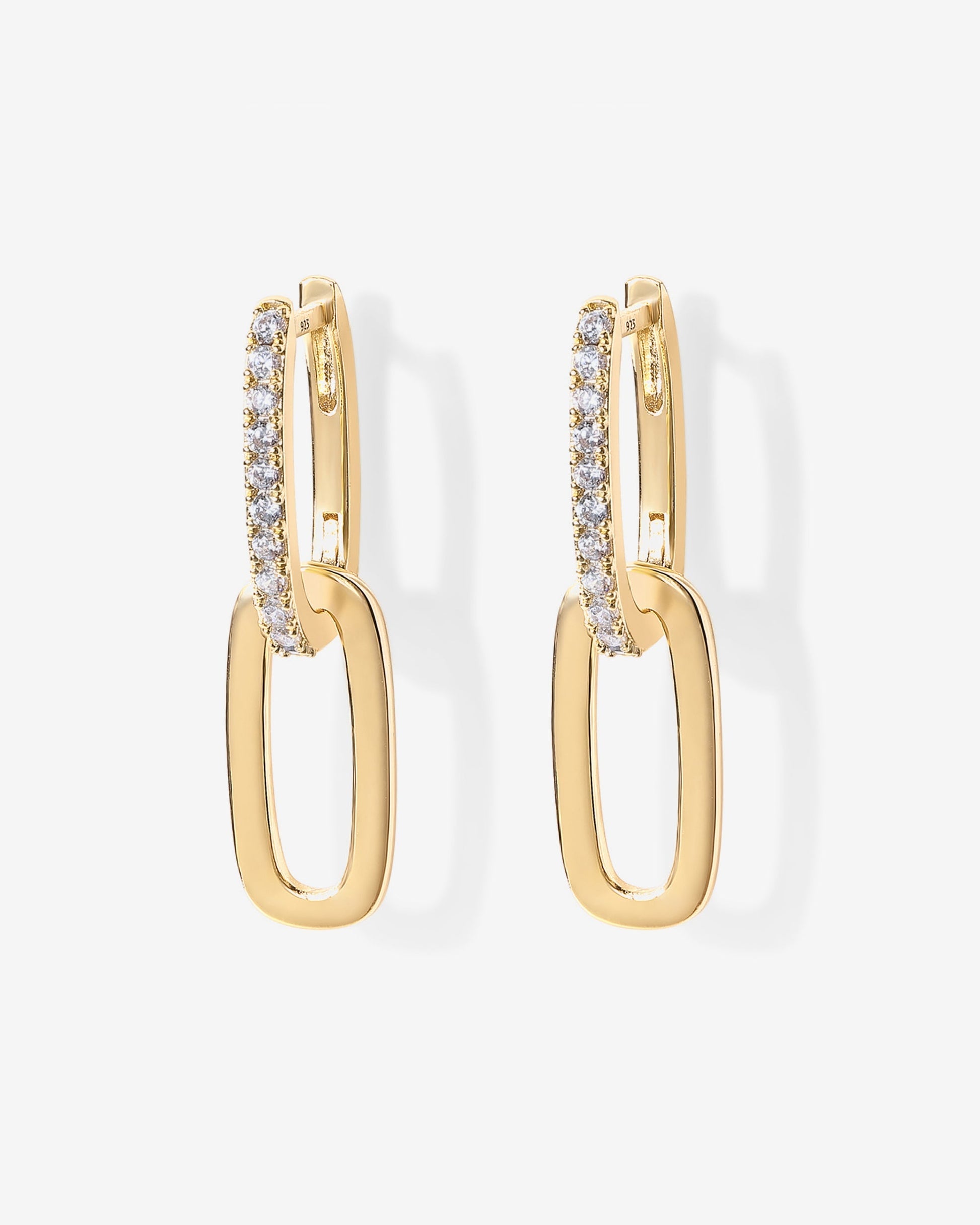 Cubic Zirconia Convertible Paperclip Link Earrings