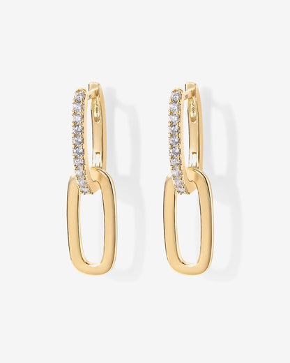 Cubic Zirconia Convertible Paperclip Link Earrings