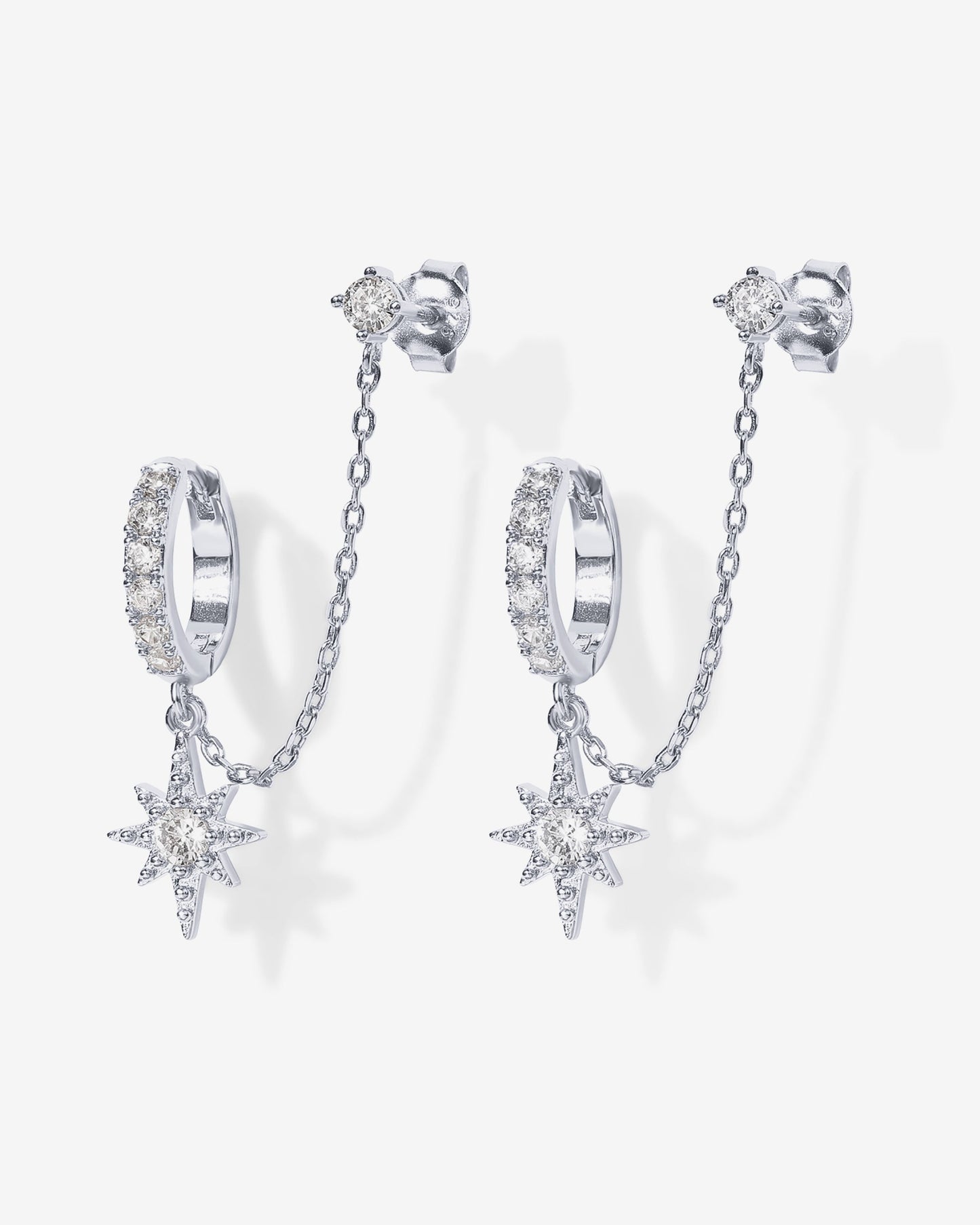 Starlight Chained Huggie Earrings