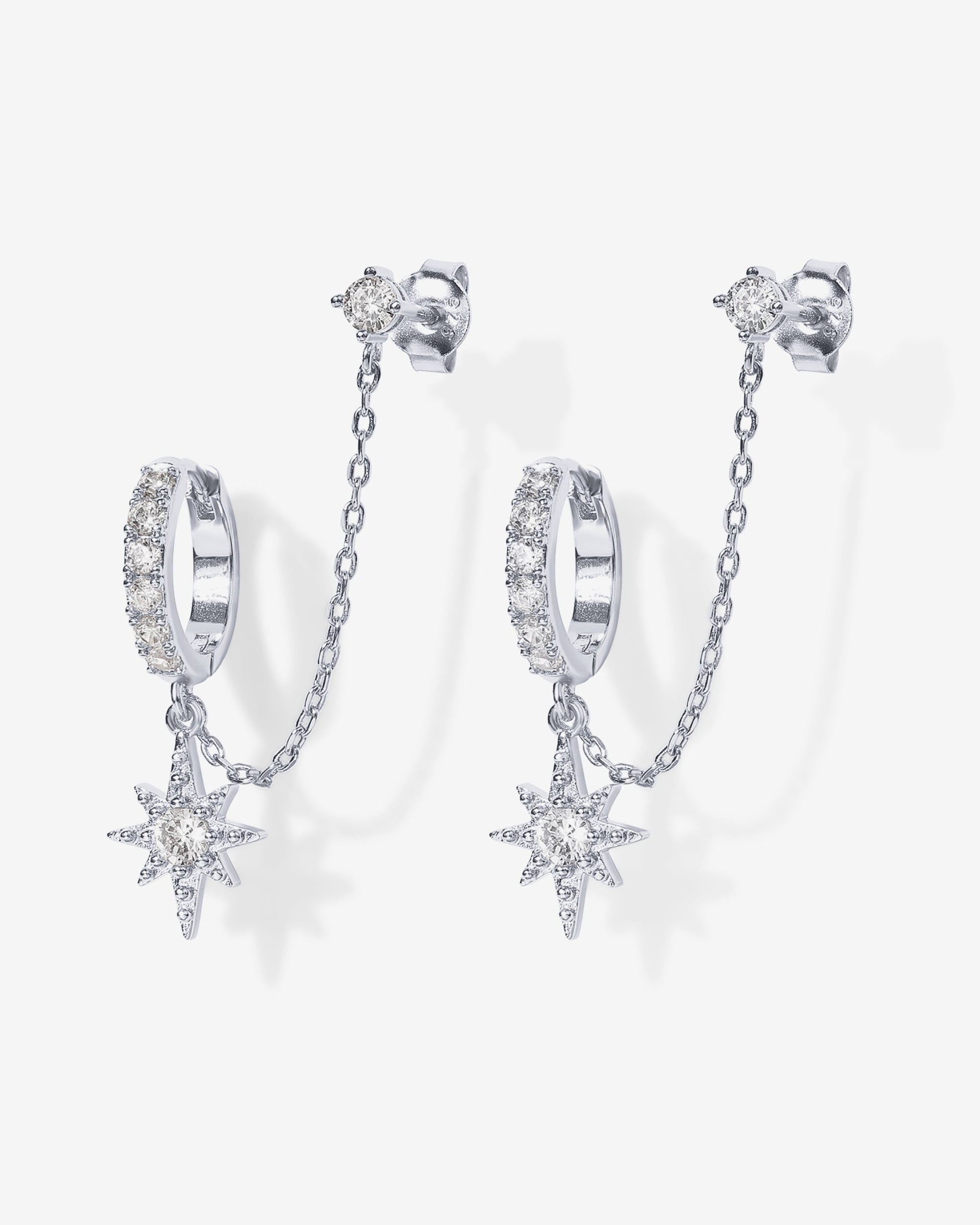 Starlight Chained Huggie Earrings