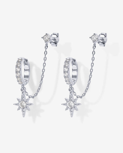 Starlight Chained Huggie Earrings