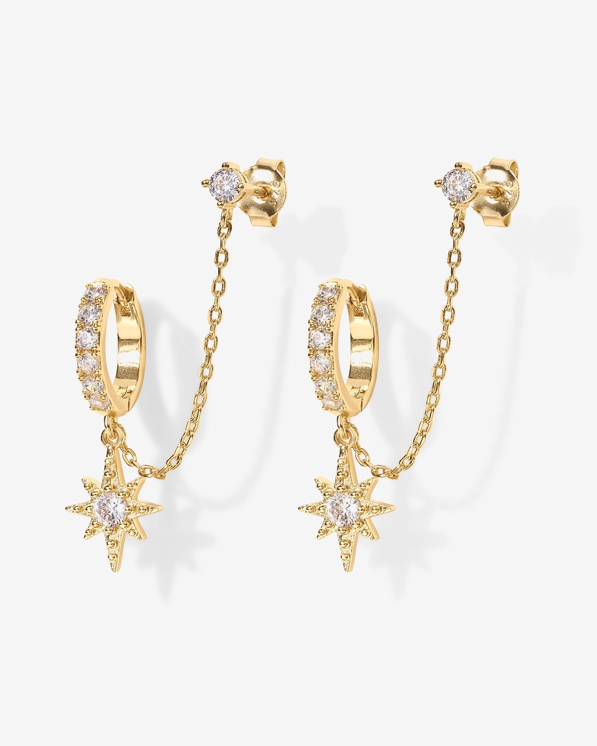 Starlight Chained Huggie Earrings
