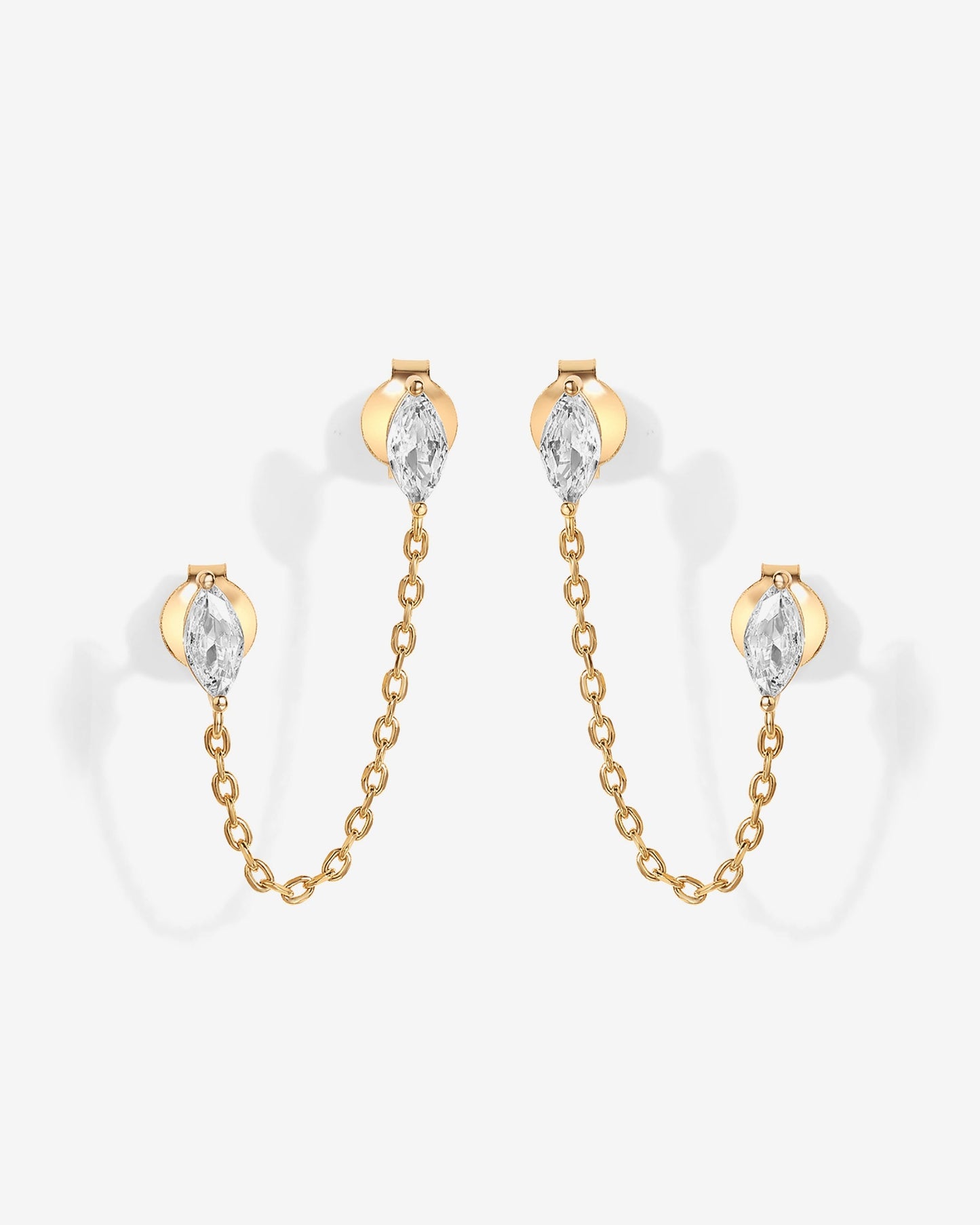 Chained Luminescence Double Piercing Earrings