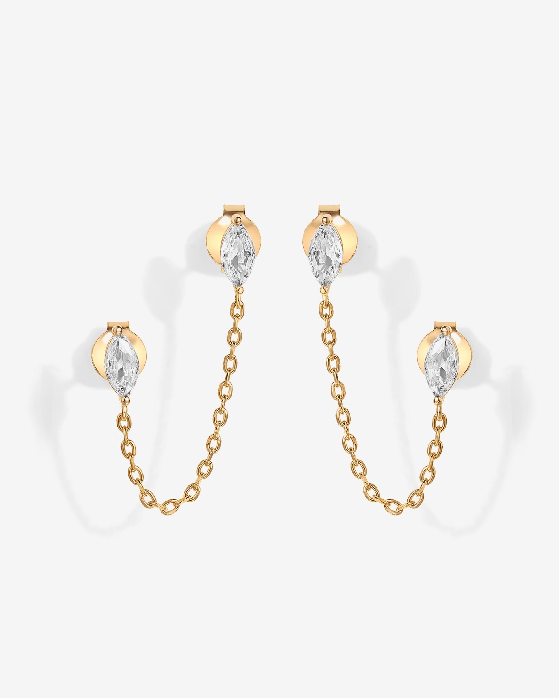 Chained Luminescence Double Piercing Earrings