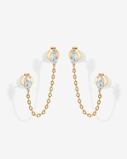 Chained Luminescence Double Piercing Earrings