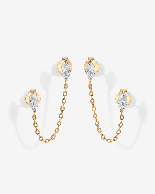 Chained Luminescence Double Piercing Earrings