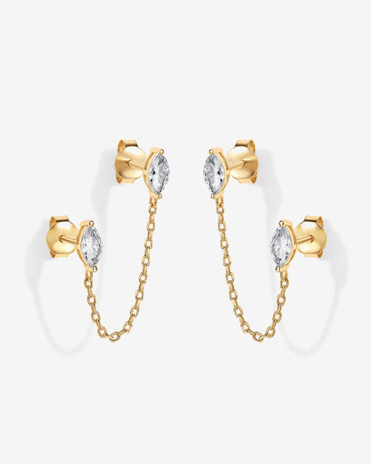 Chained Luminescence Double Piercing Earrings