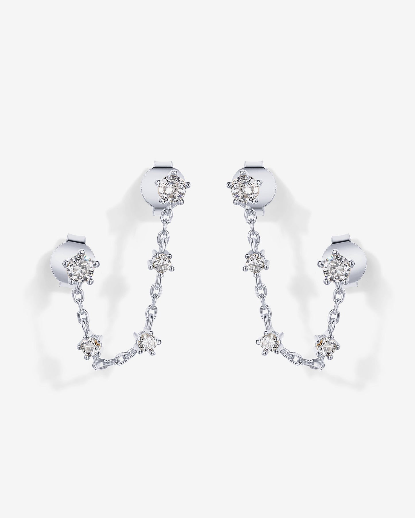 Chained Station Double Piercing Studs