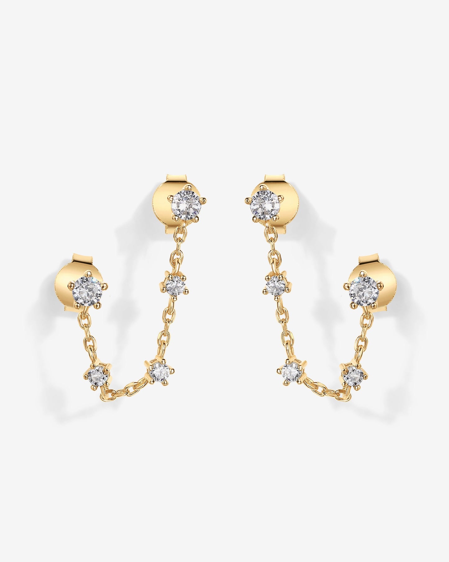 Chained Station Double Piercing Studs