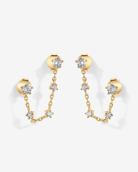 Chained Station Double Piercing Studs