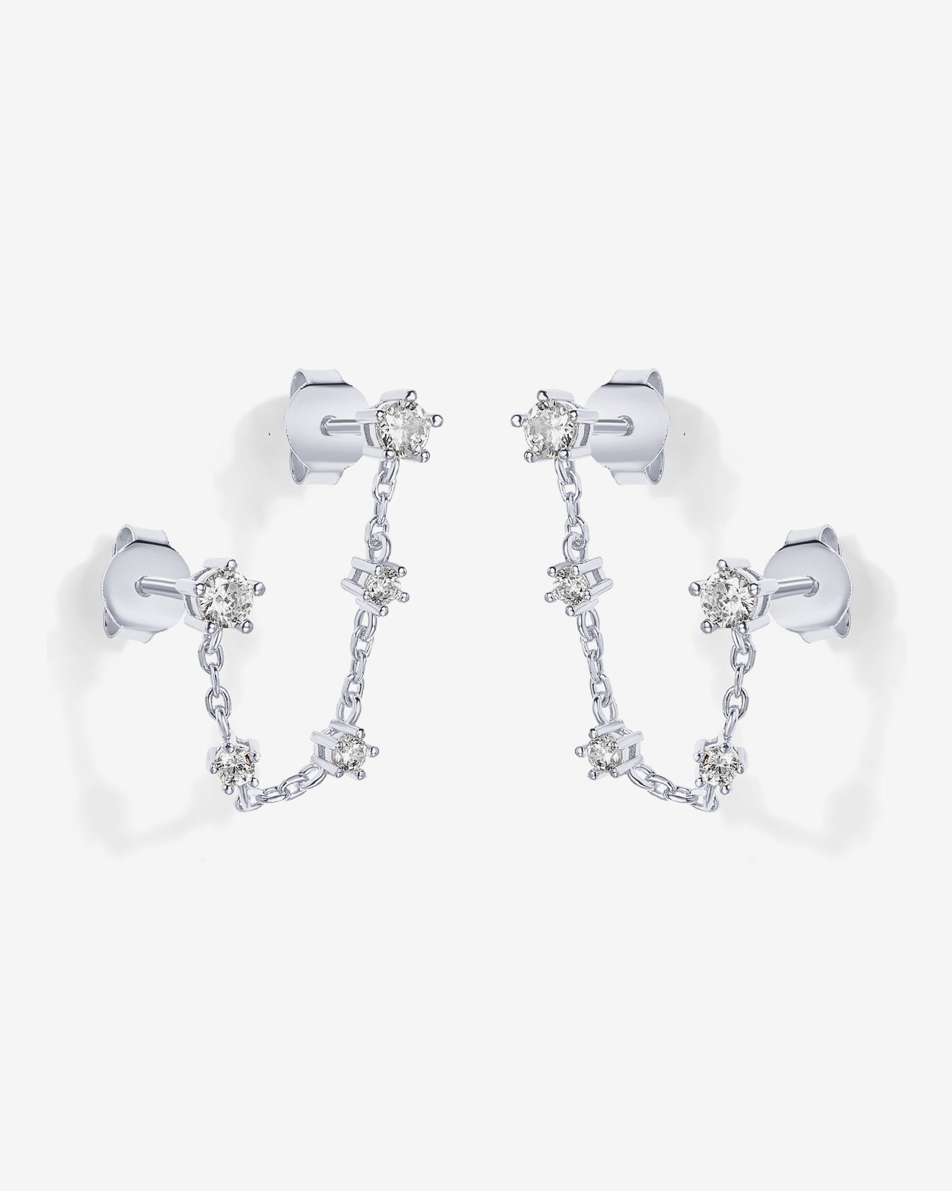 Chained Station Double Piercing Studs