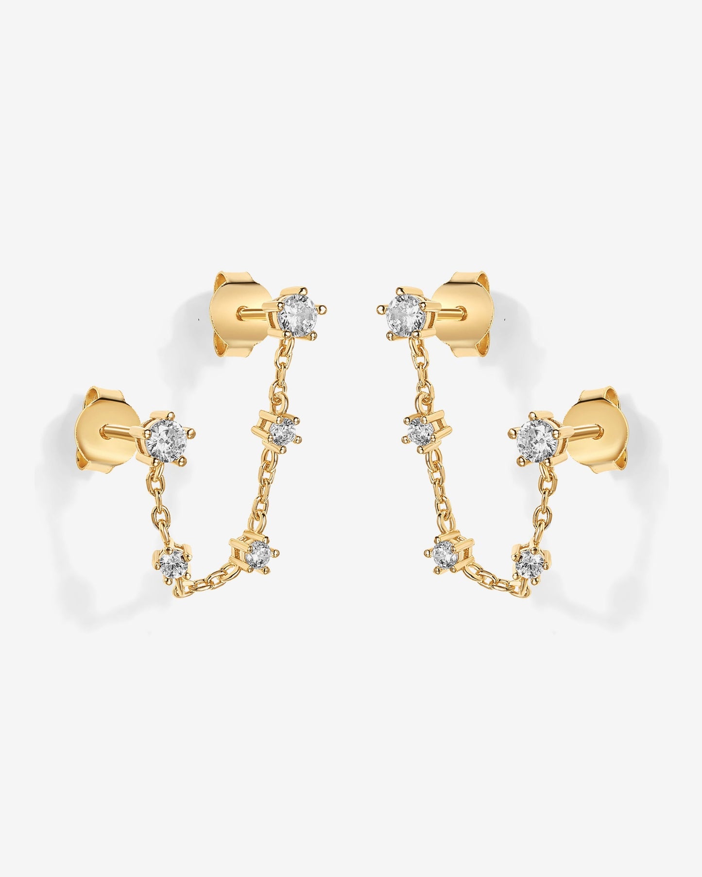 Chained Station Double Piercing Studs