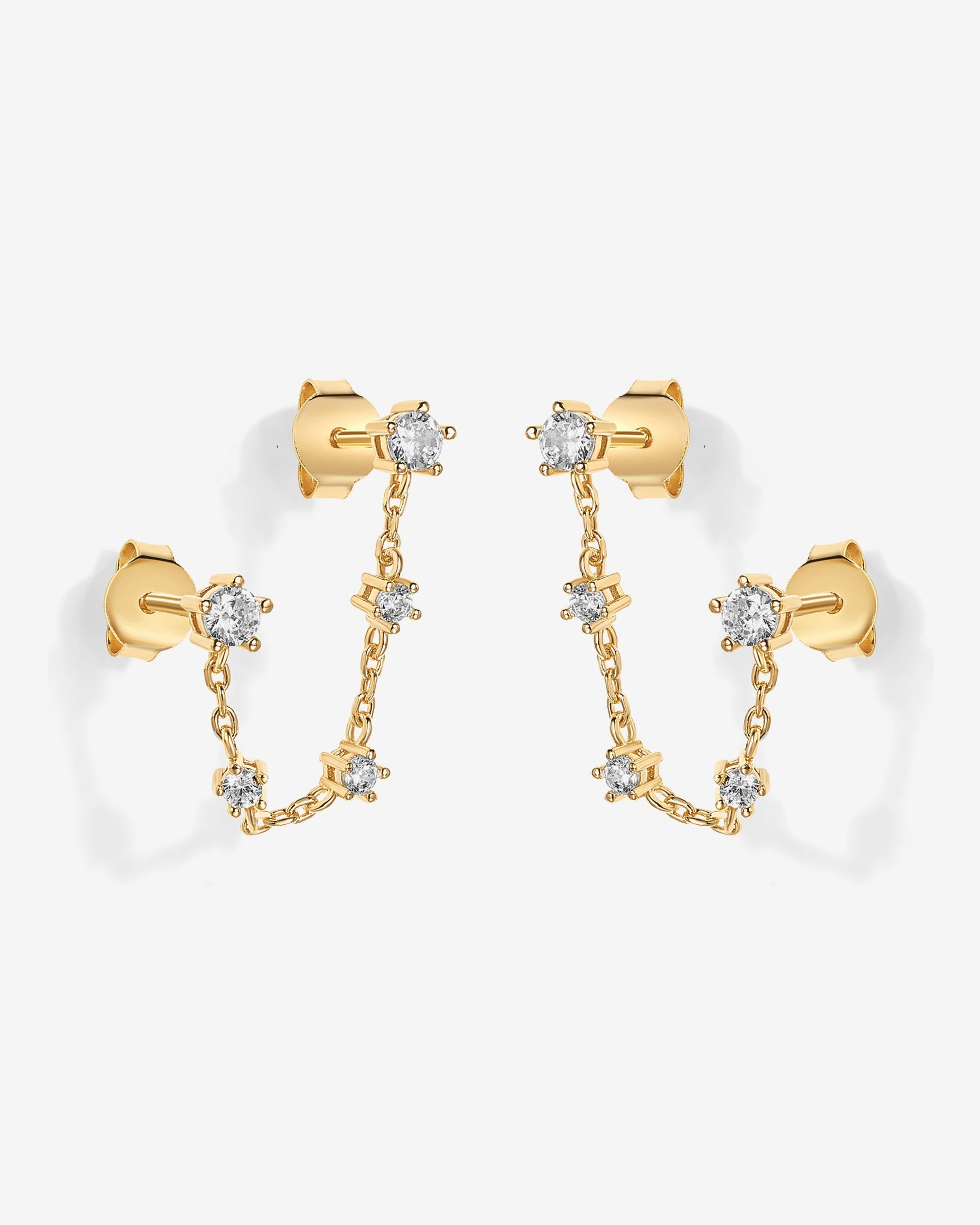 Chained Station Double Piercing Studs