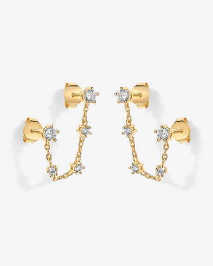Chained Station Double Piercing Studs