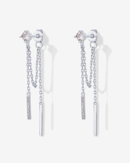 Mini CZ Chained Bar Earrings