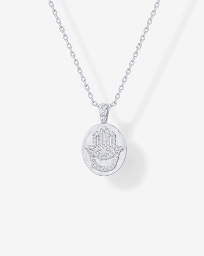 Hammered Coin Hamsa Pendant