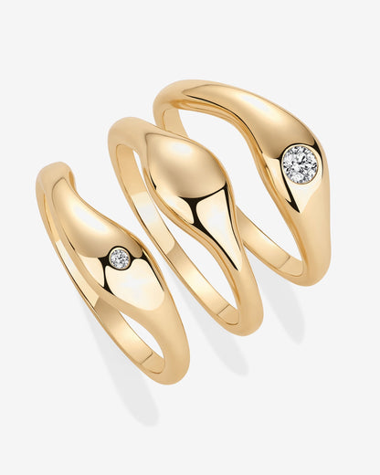 Wavy Triple Ring Stack Set