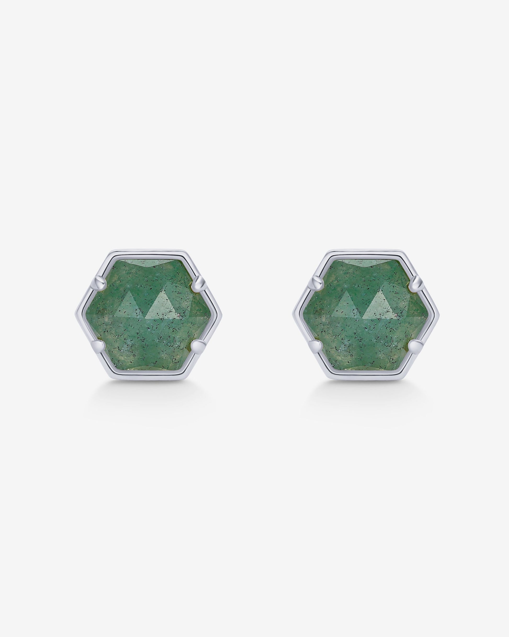 Hexagon Gemstone Stud Earrings