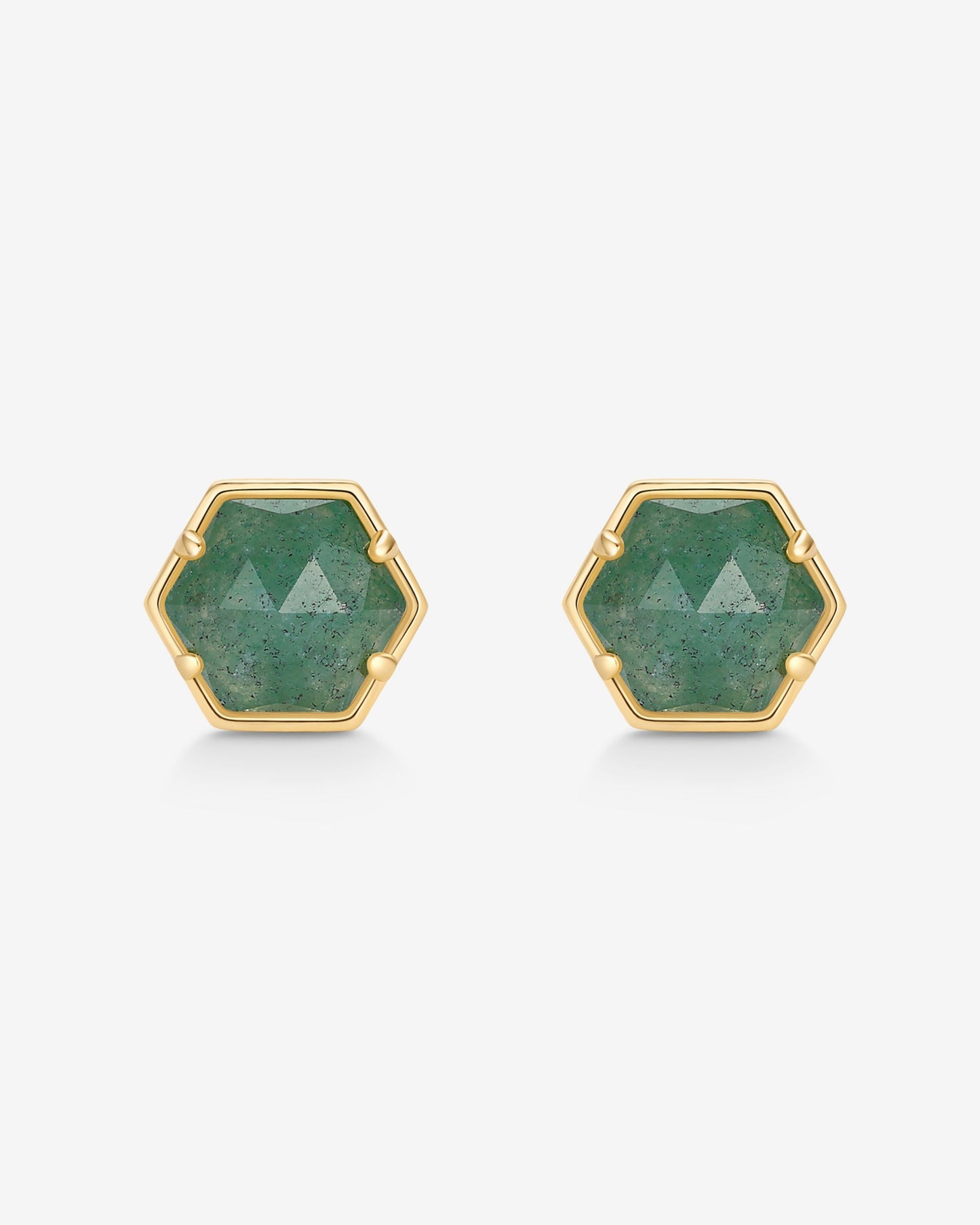 Hexagon Gemstone Stud Earrings