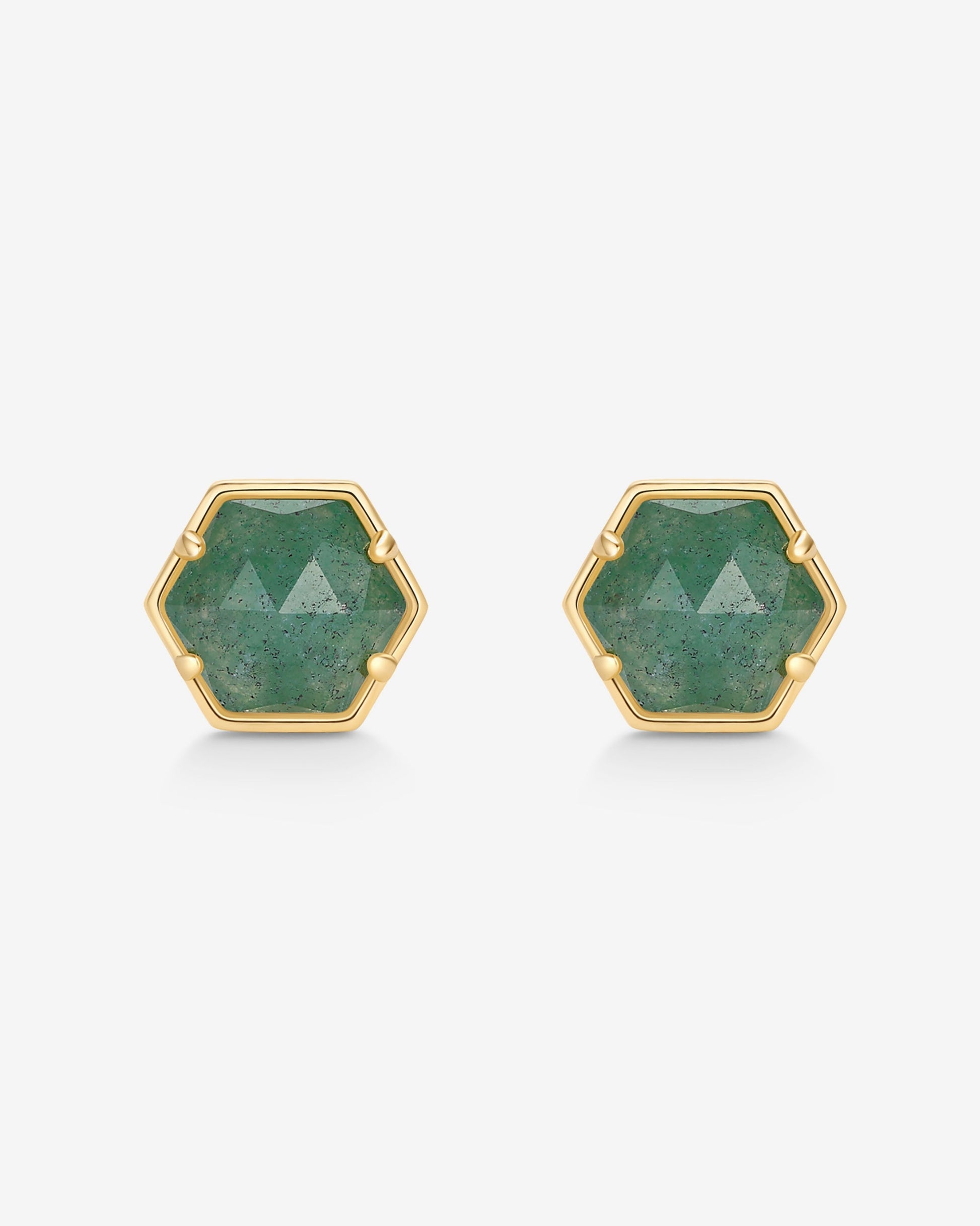 Hexagon Gemstone Stud Earrings