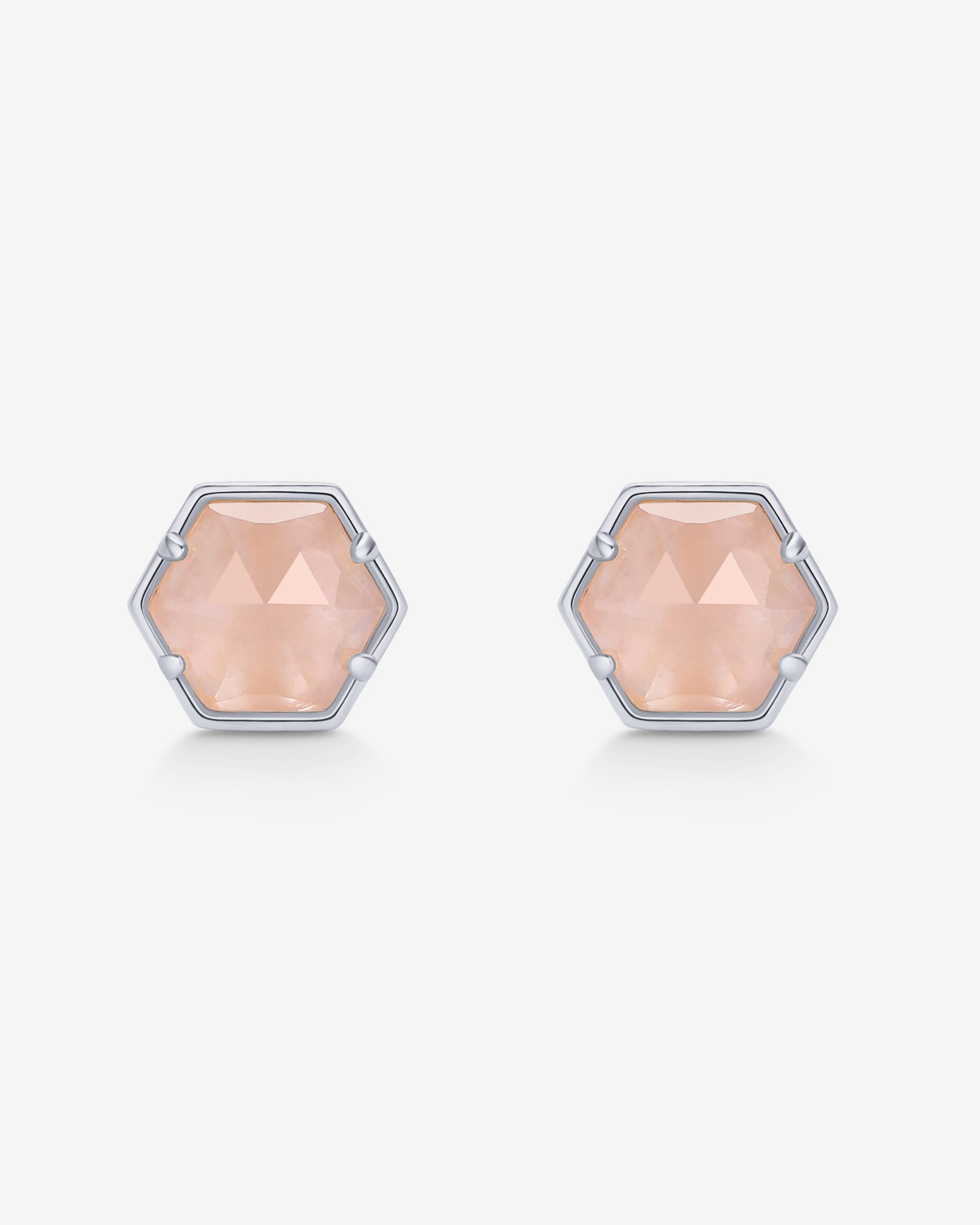 Hexagon Gemstone Stud Earrings