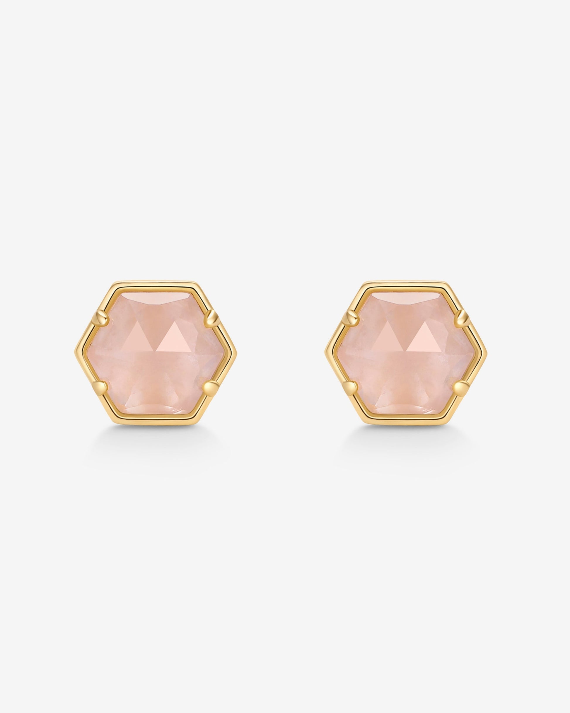 Hexagon Gemstone Stud Earrings