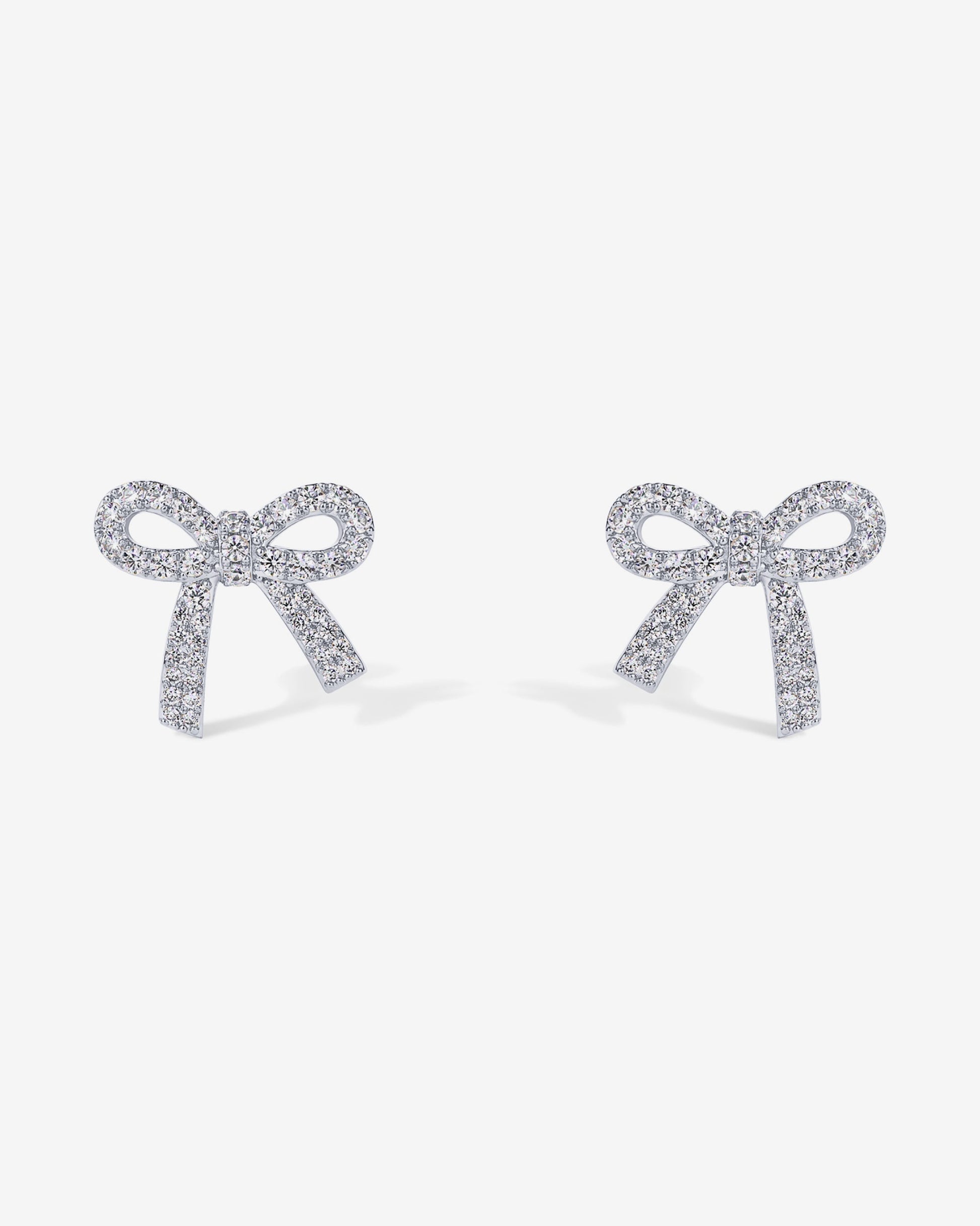 Cubic Zirconia Bow Stud Earrings