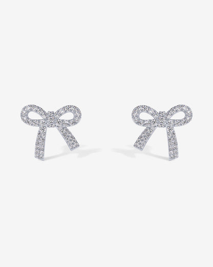 Cubic Zirconia Bow Stud Earrings