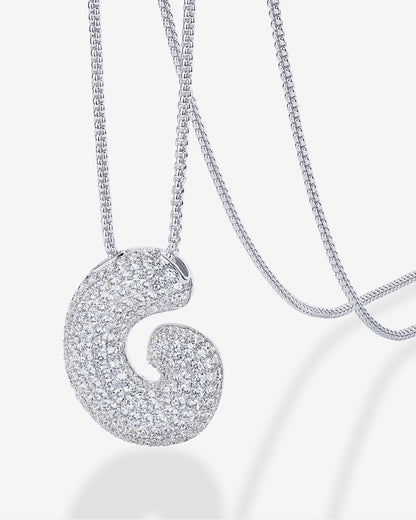 Sparkling Bubble Letter Pendant Necklace