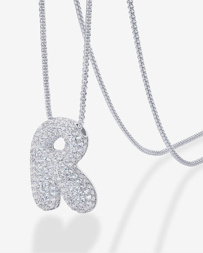 Sparkling Bubble Letter Pendant Necklace