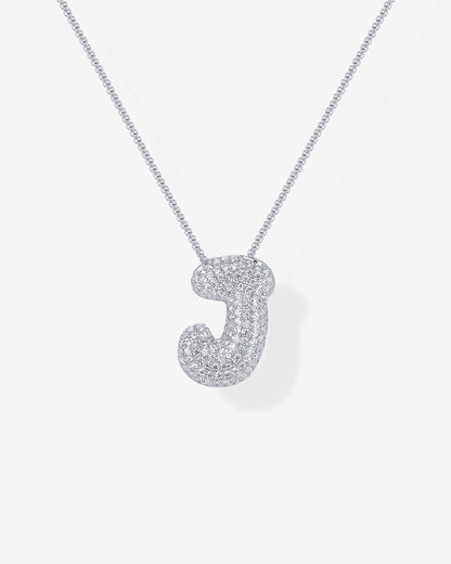 Sparkling Bubble Letter Pendant Necklace