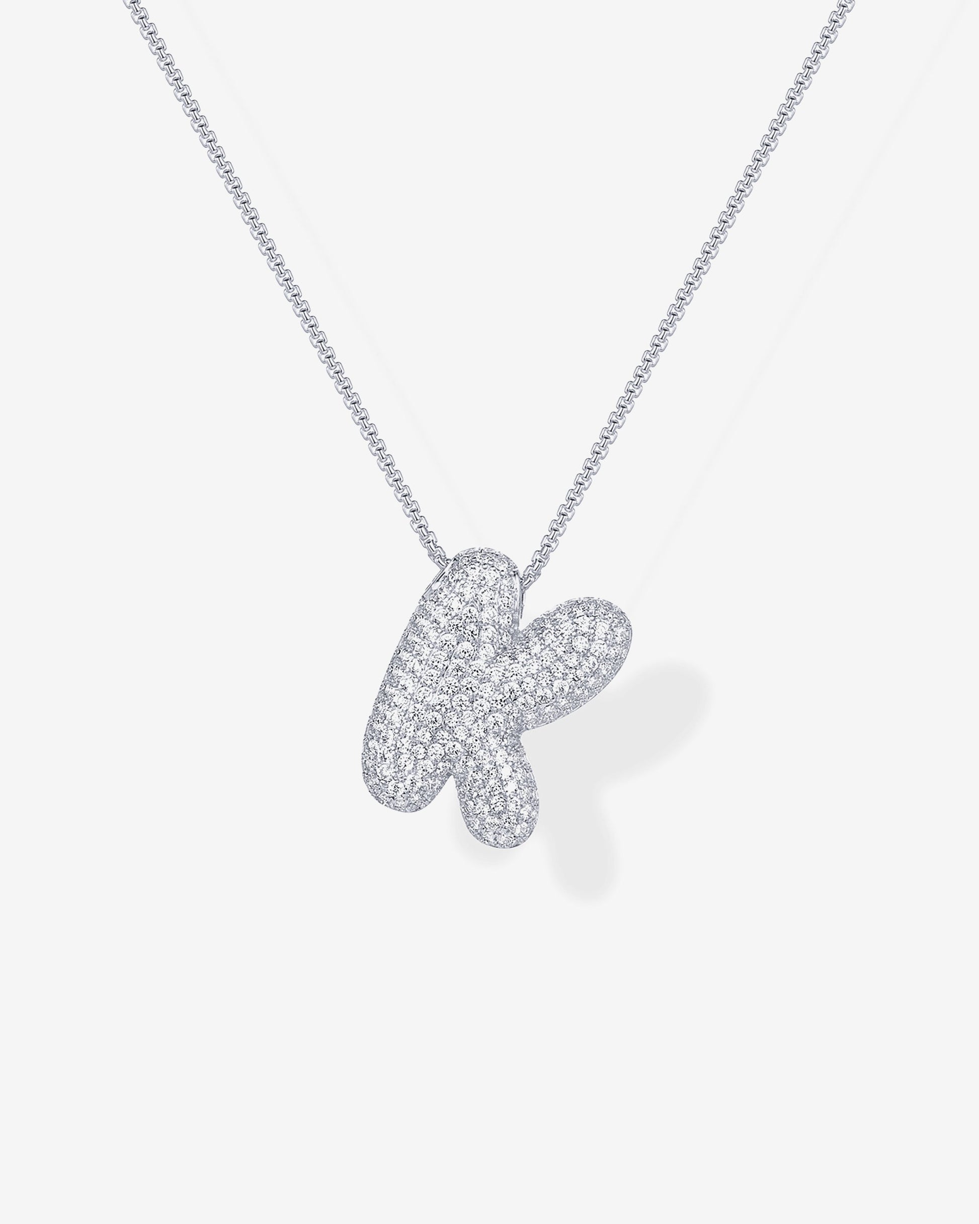 Sparkling Bubble Letter Pendant Necklace