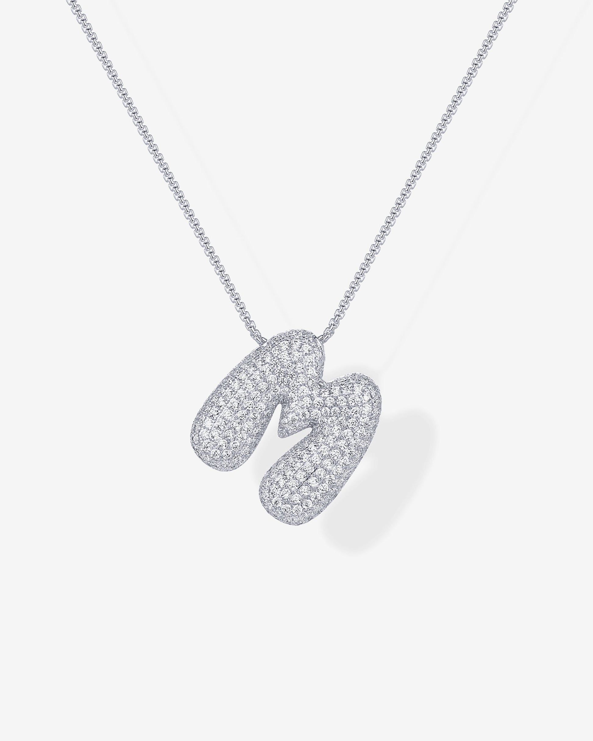 Sparkling Bubble Letter Pendant Necklace