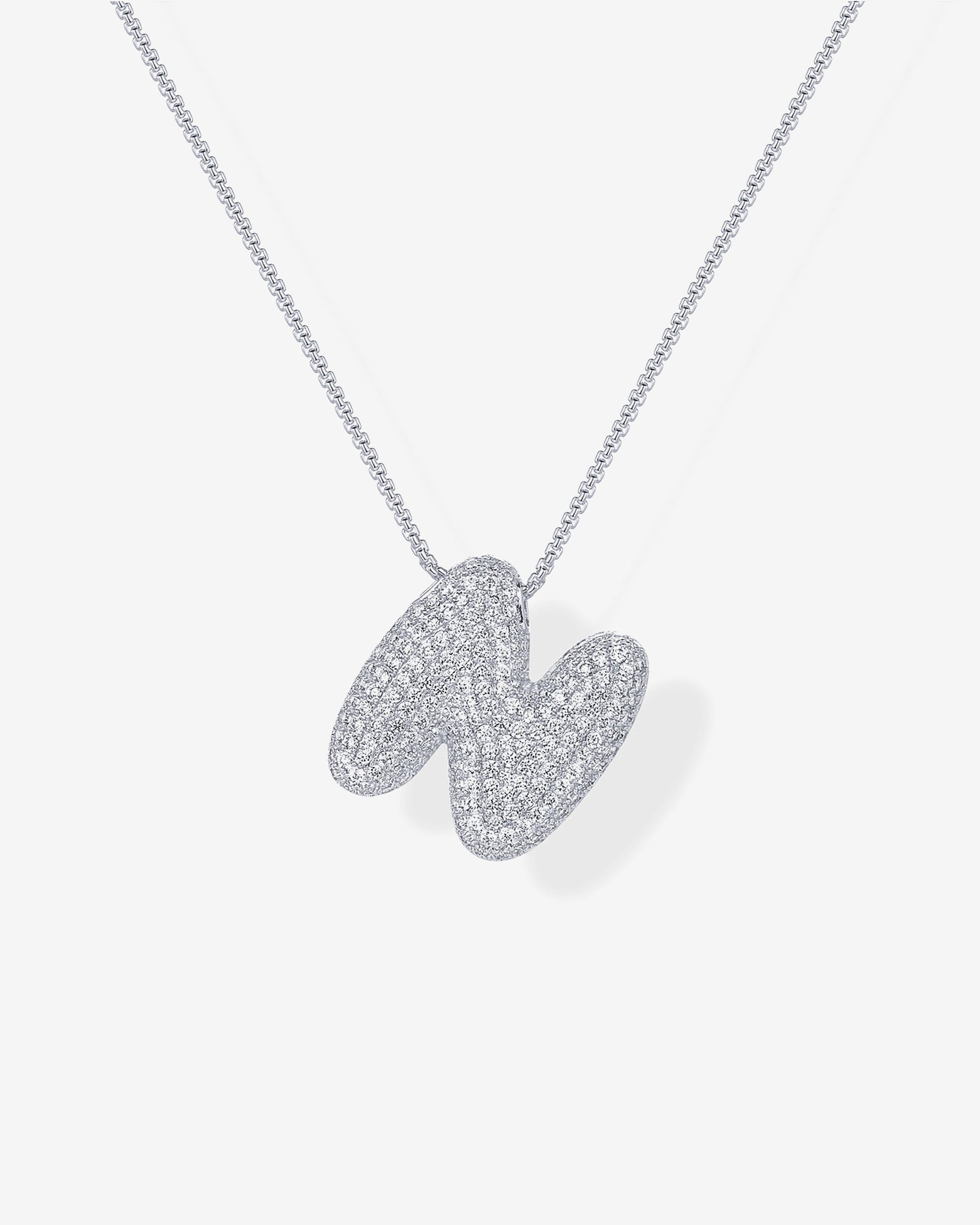 Sparkling Bubble Letter Pendant Necklace