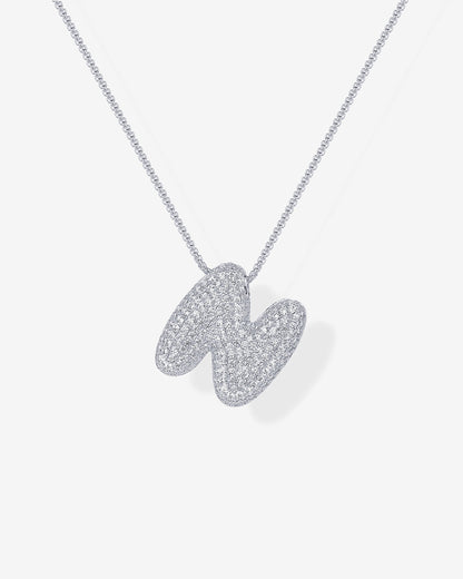 Sparkling Bubble Letter Pendant Necklace