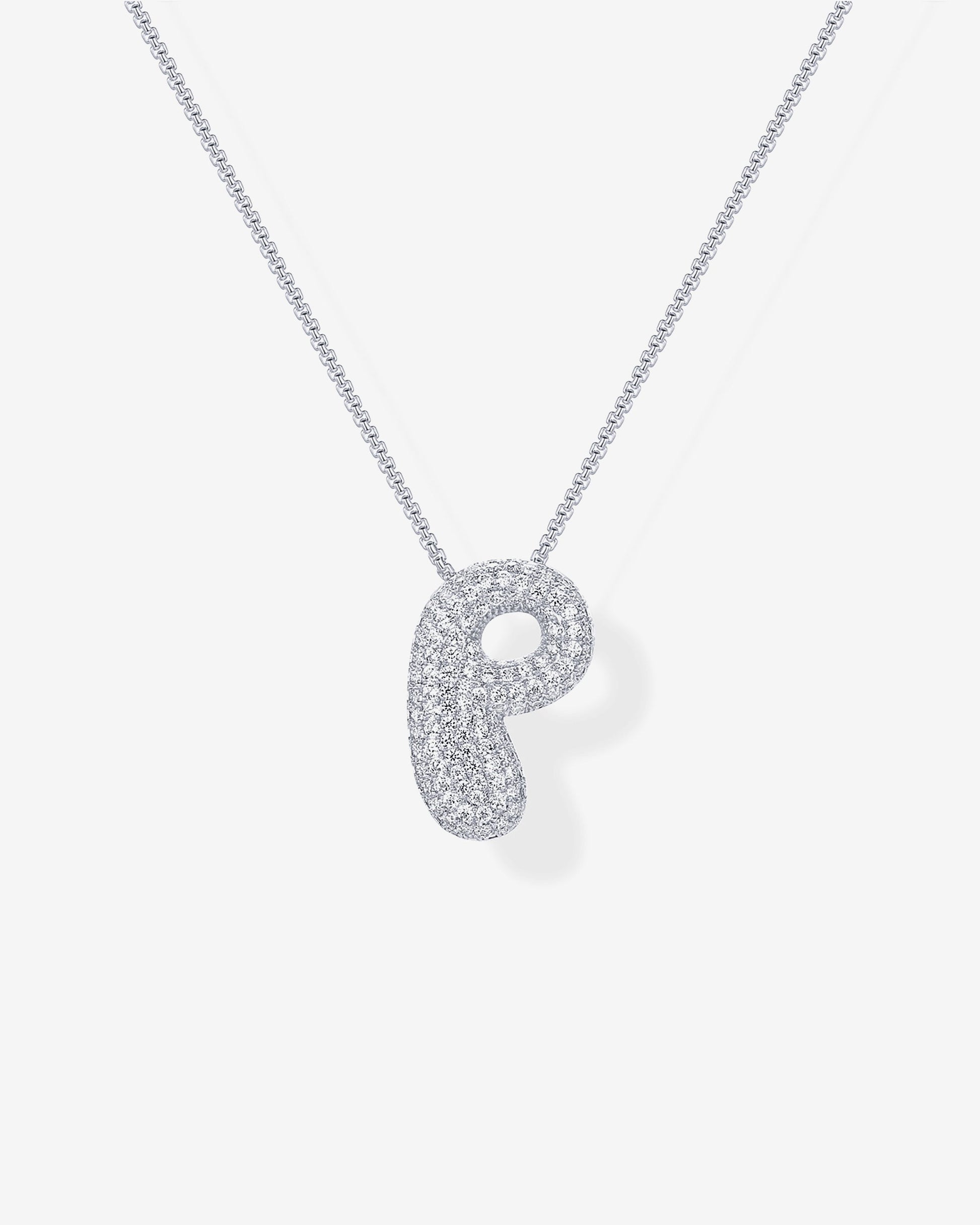 Sparkling Bubble Letter Pendant Necklace