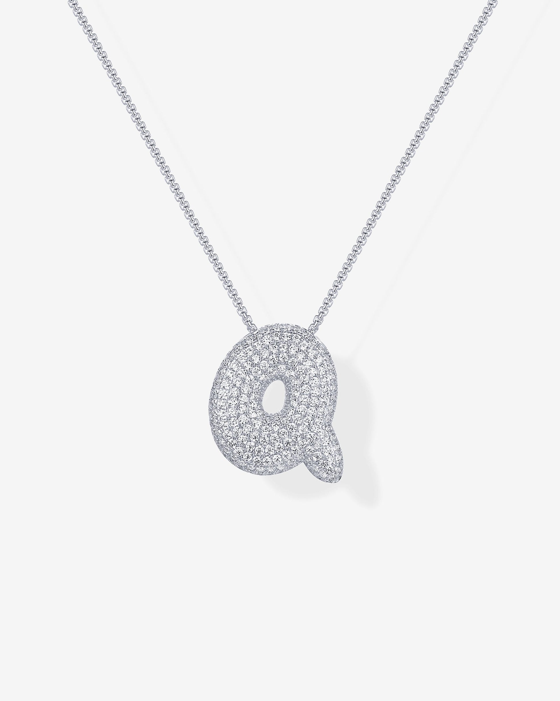 Sparkling Bubble Letter Pendant Necklace