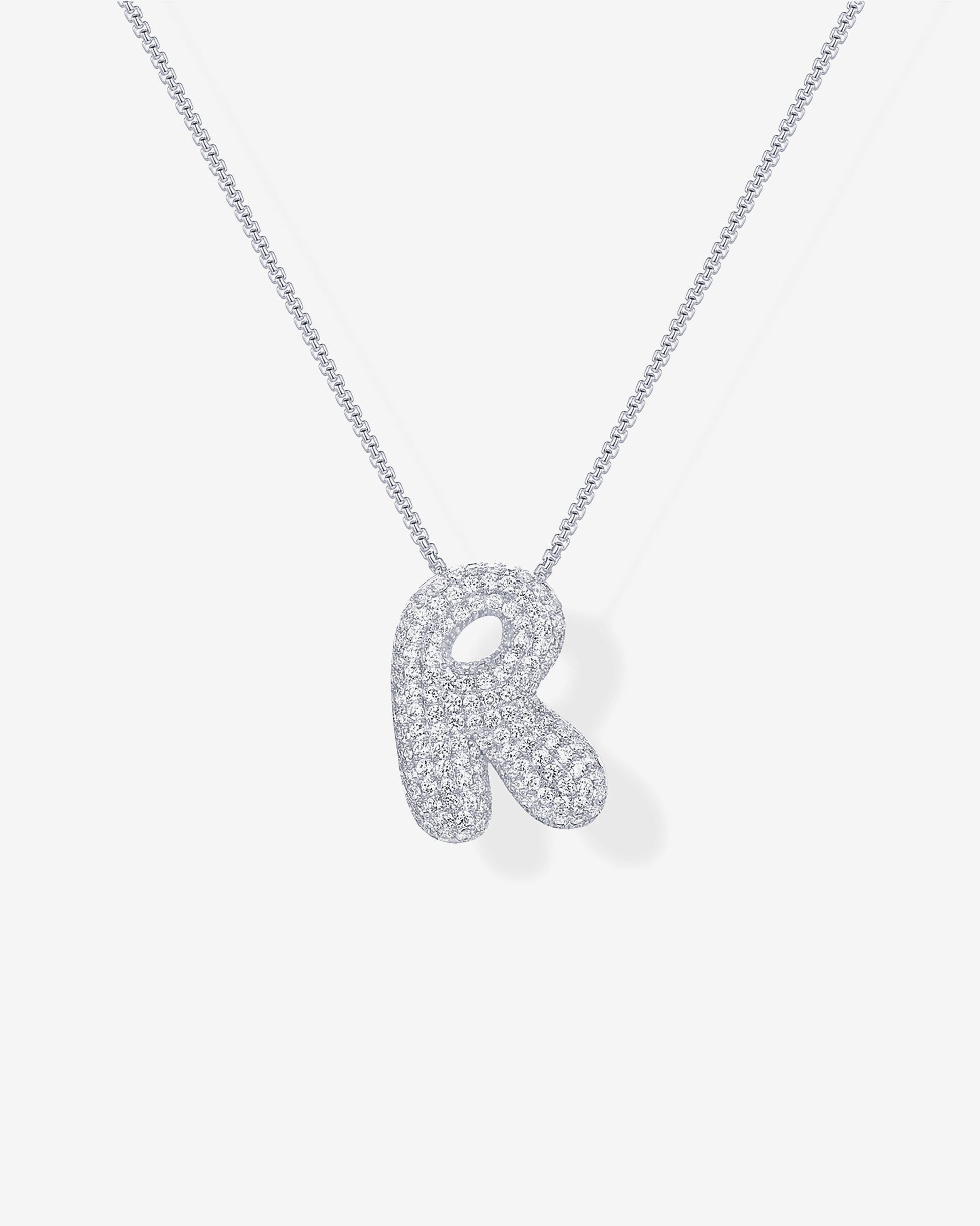 Sparkling Bubble Letter Pendant Necklace
