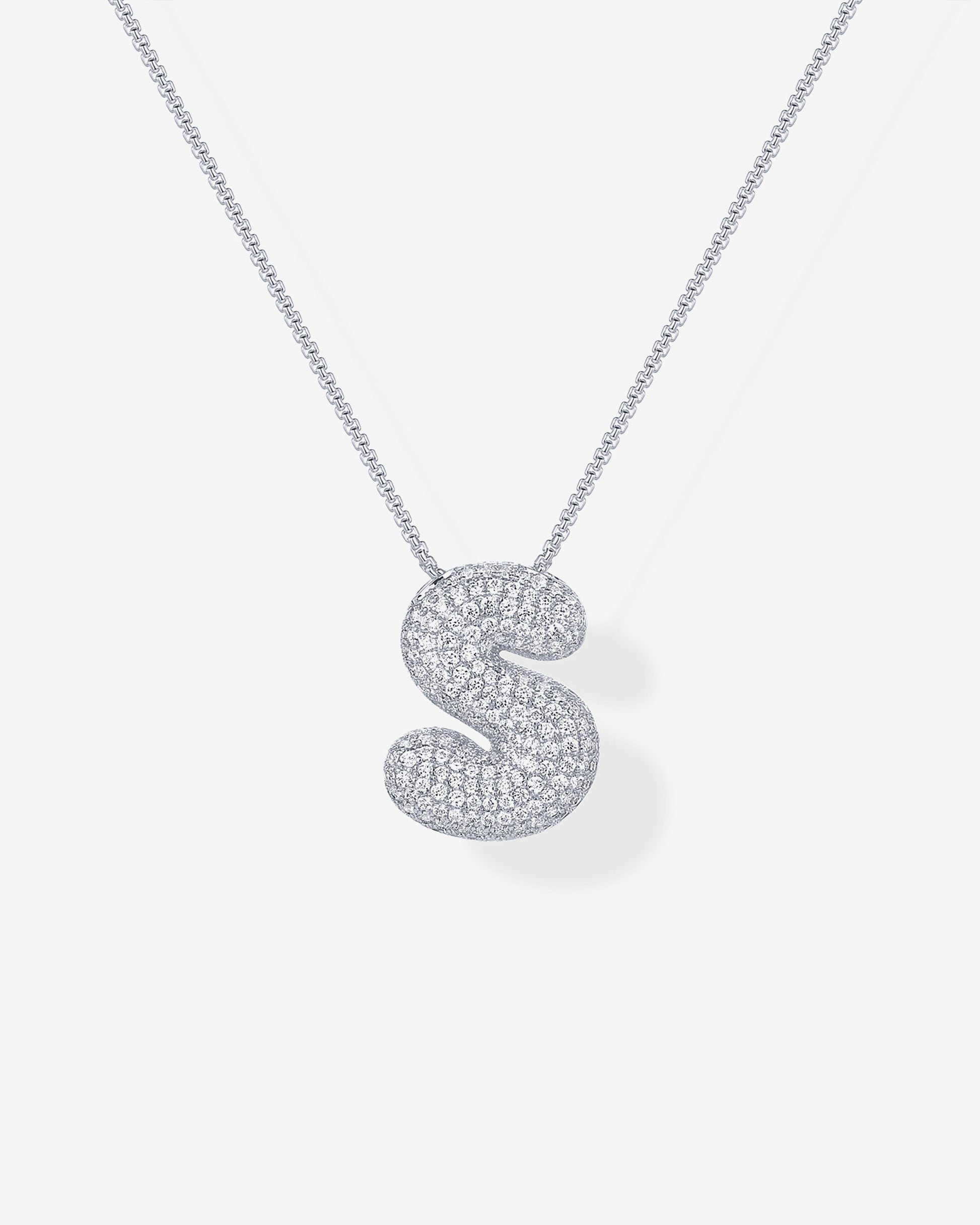 Sparkling Bubble Letter Pendant Necklace
