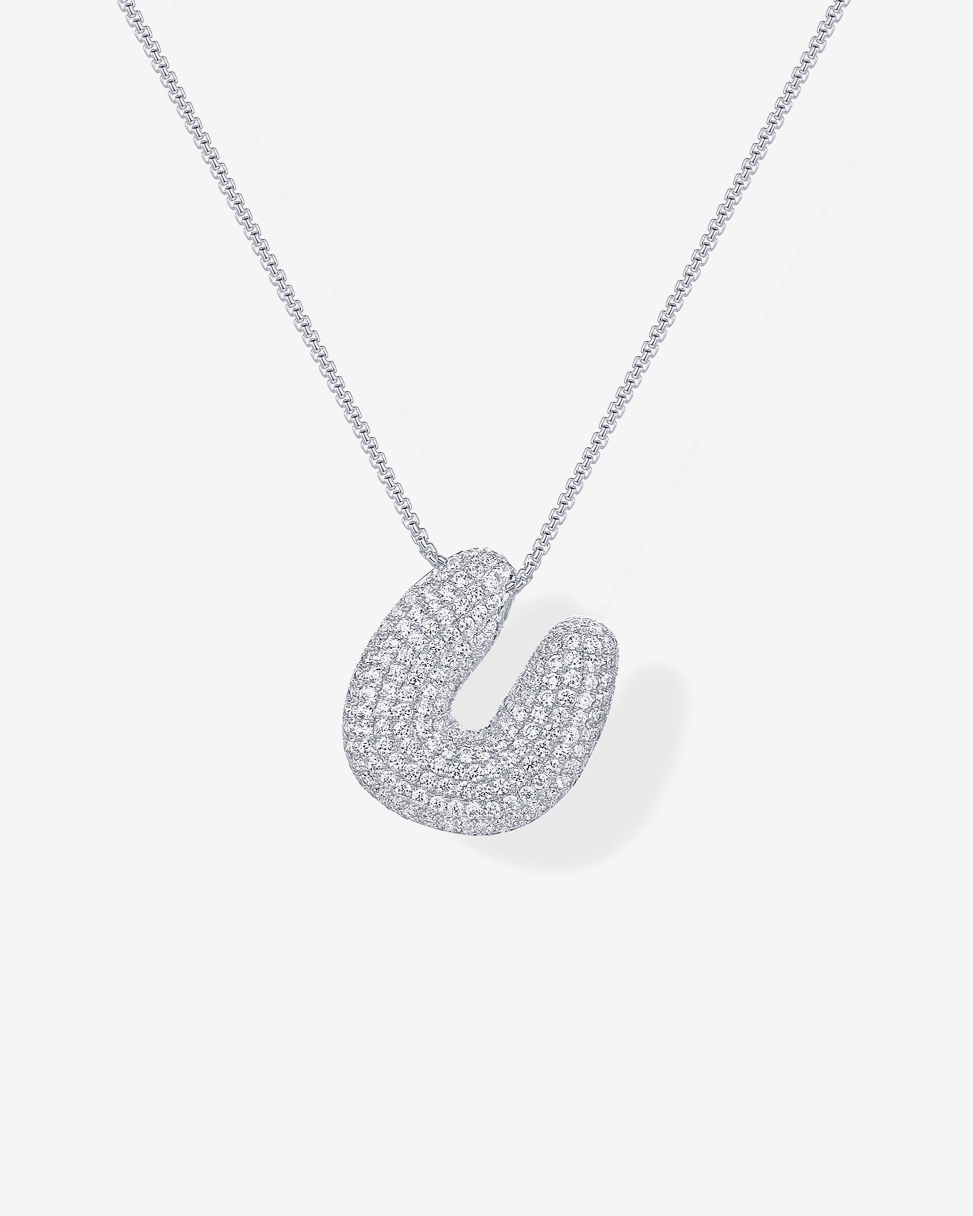 Sparkling Bubble Letter Pendant Necklace