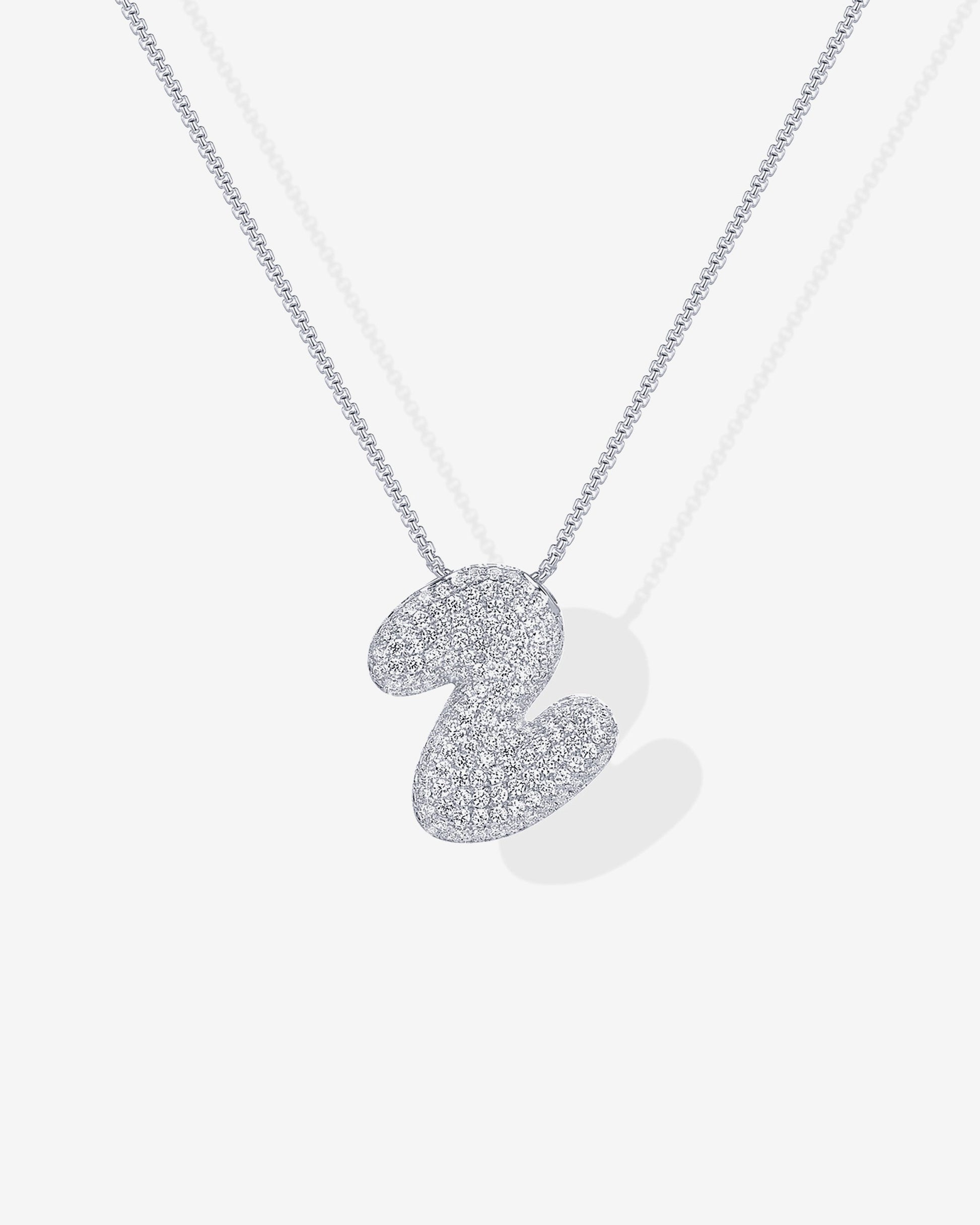 Sparkling Bubble Letter Pendant Necklace