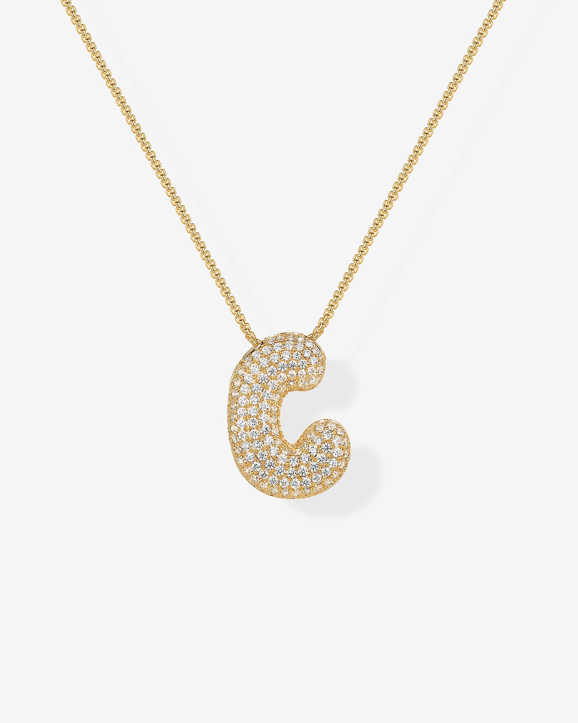 Sparkling Bubble Letter Pendant Necklace