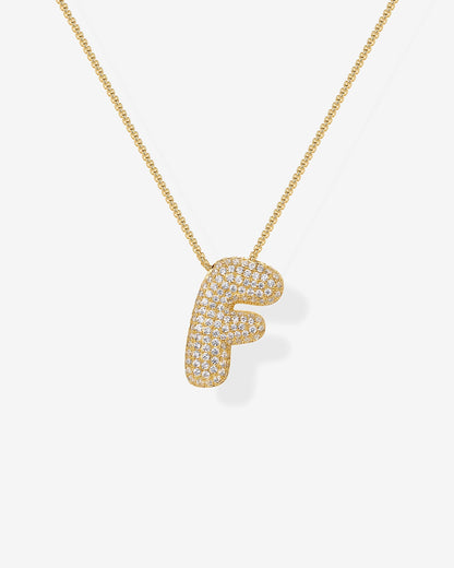 Sparkling Bubble Letter Pendant Necklace