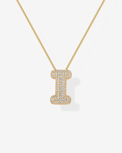 Sparkling Bubble Letter Pendant Necklace
