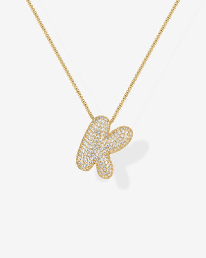 Sparkling Bubble Letter Pendant Necklace