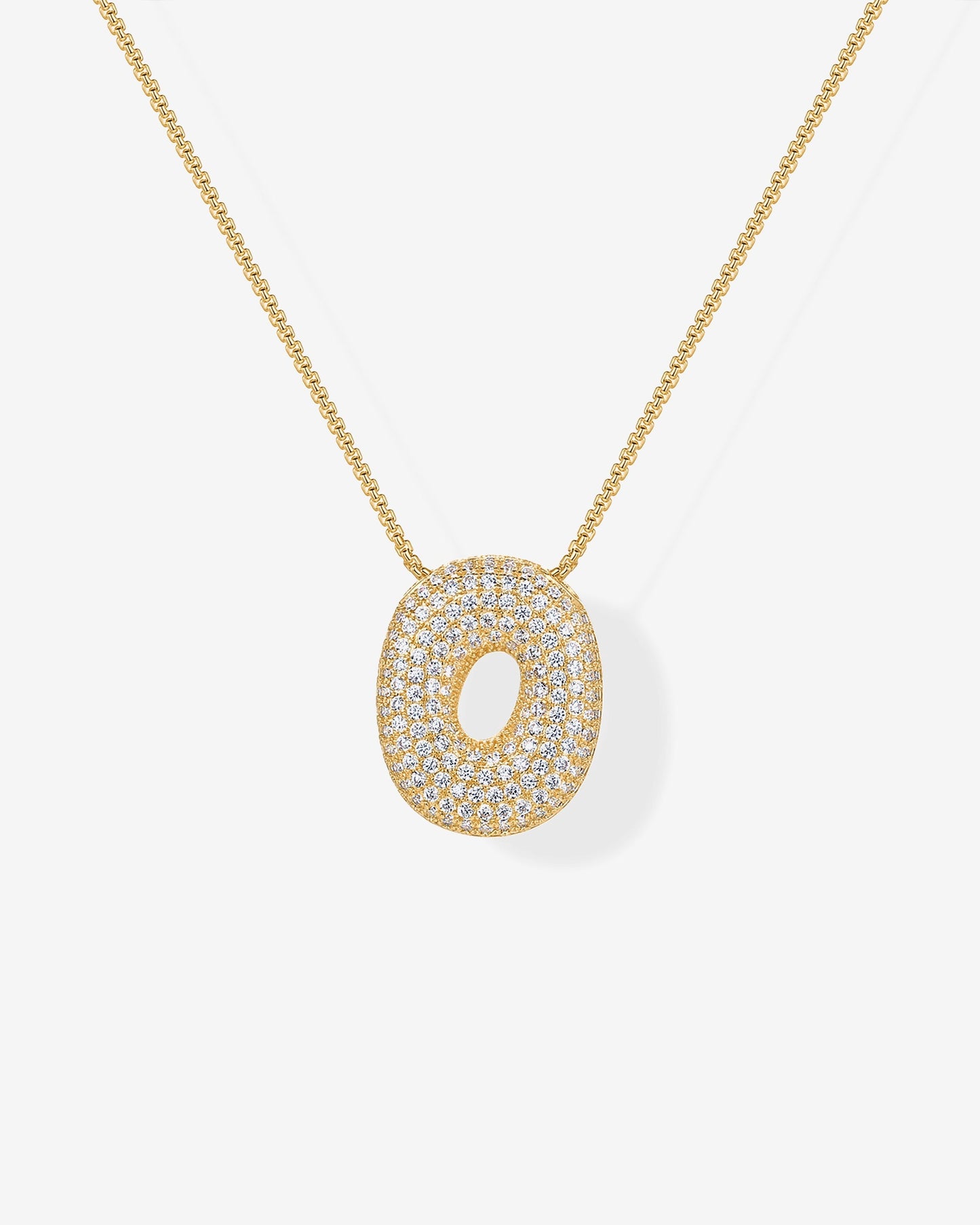 Sparkling Bubble Letter Pendant Necklace