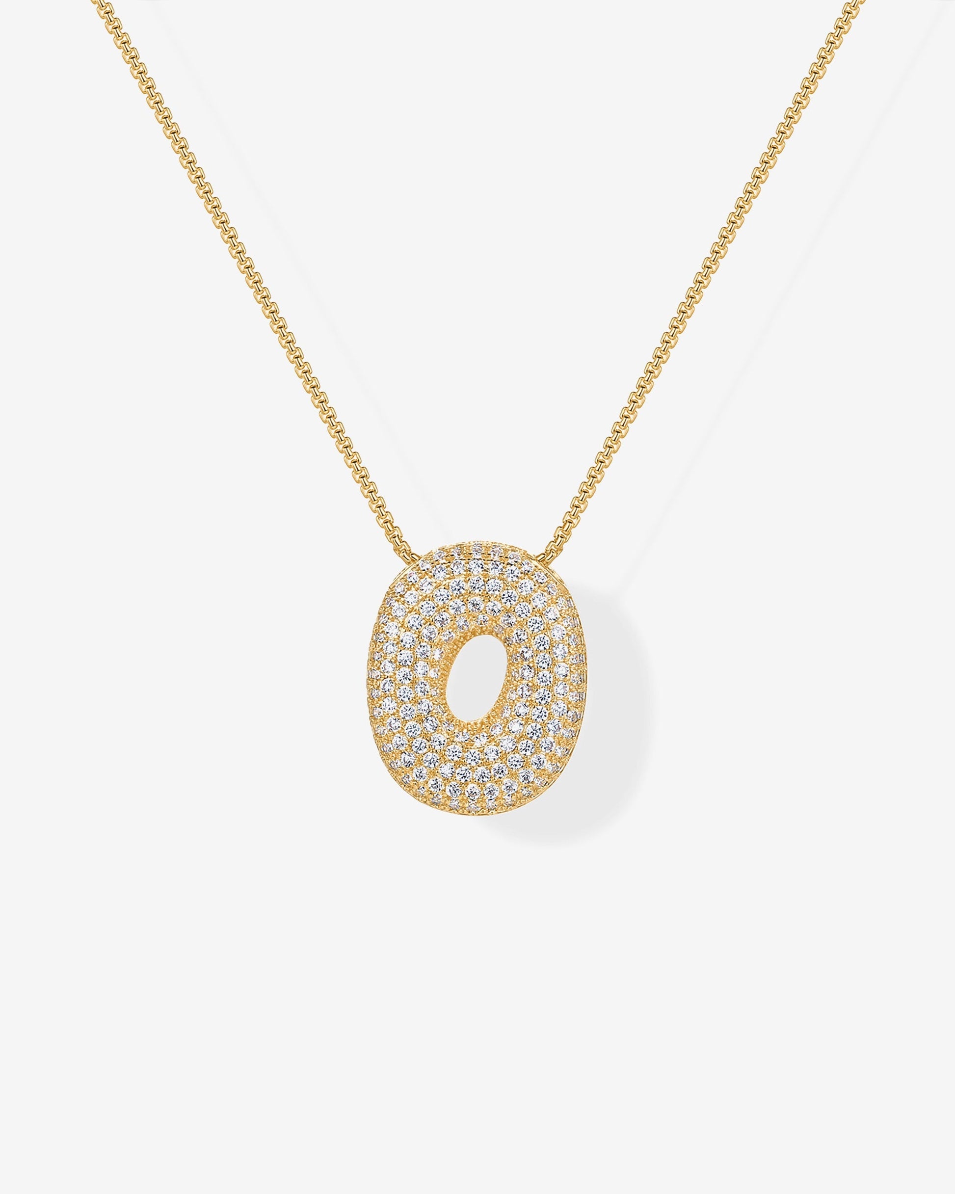 Sparkling Bubble Letter Pendant Necklace