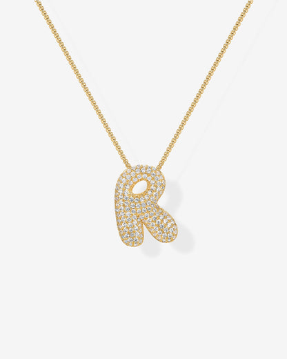 Sparkling Bubble Letter Pendant Necklace